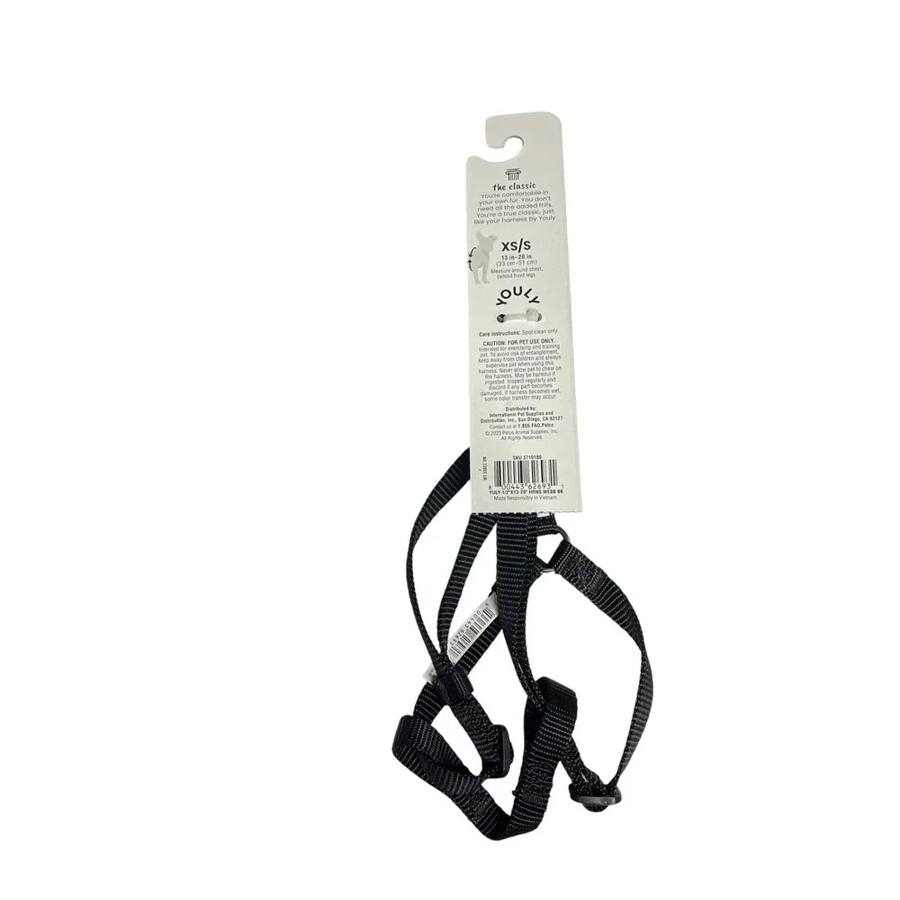Youly The Classic Dog Harness XS S Black Adjustable Design Simple Neutral